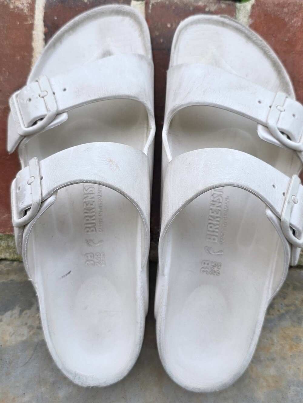Birkenstock White Two-Strap Slip-On Sandals
